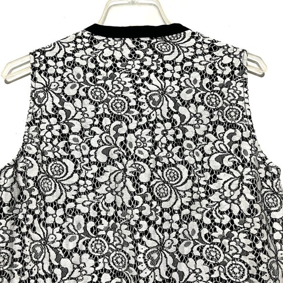 Adrianna Papell Sleeveless Pussycat Bow Tie-Neck Lace Top - Picture 8 of 13